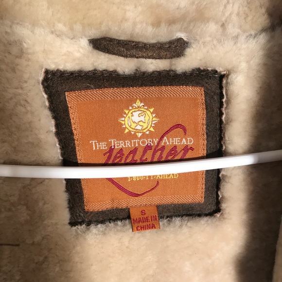 Men’s The Territory Ahead Leather Brown Sherpa Fur Lined Coat Mens Jacket Small - Picture 7 of 15